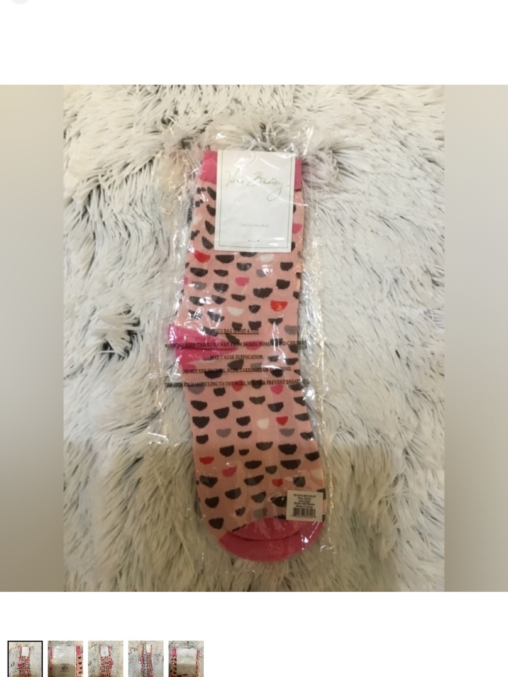 Vera Bradley Foxy Socks Blush Half Moons Pink One Size Fits Most NWT - Picture 9 of 9